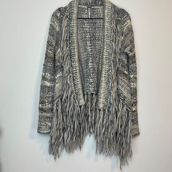 Free People Gray Birkenstock Tassel Fringe Sweater M - Picture 1 of 7